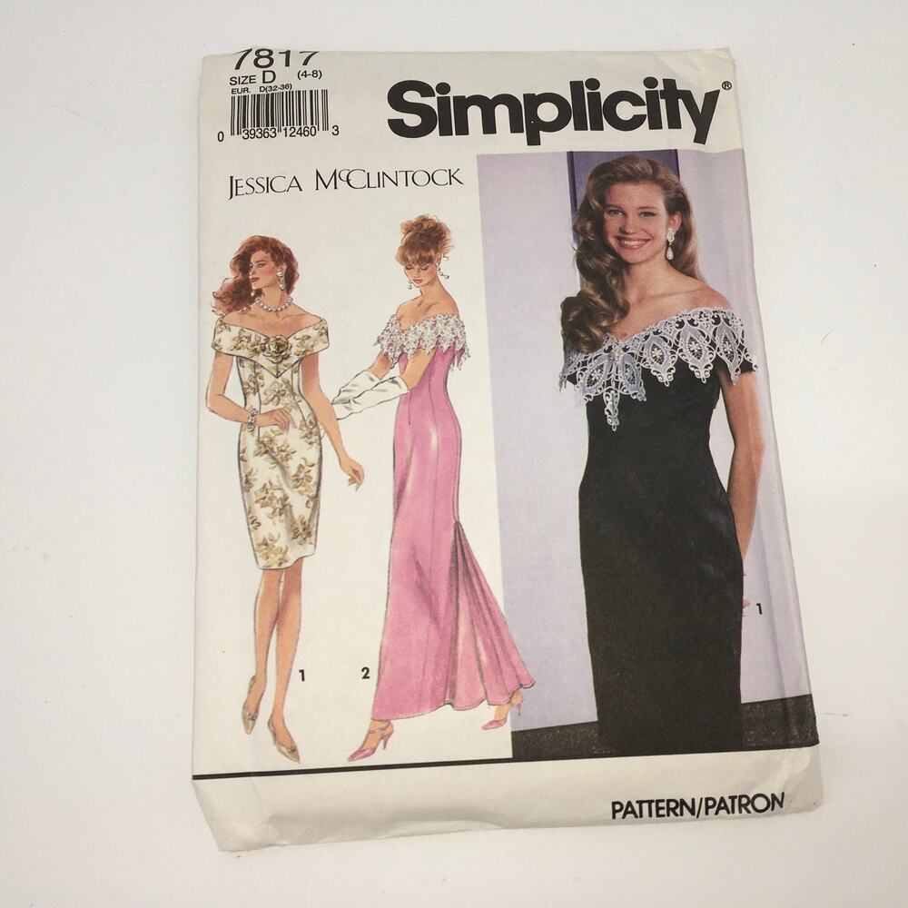Simplicity Sewing Pattern 7817 Jessica McClintock Prom Dress Gown 90s 4-8 UNCUT